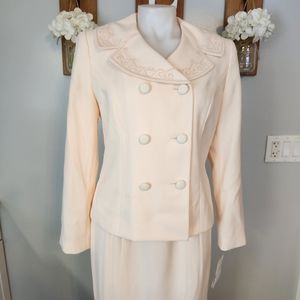 Leslie Fay Two Piece Suit with Skirt & Beaded Jacket NWT